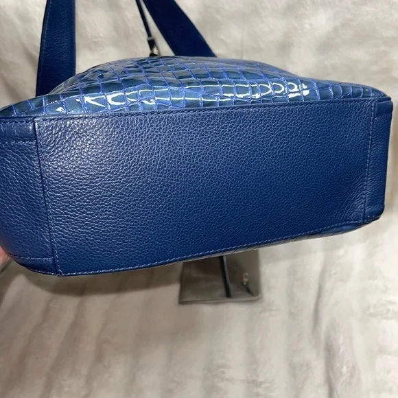 Brighton Cherie French Blue Crocodile-Embossed Shoulder Bag - Picture 3 of 5